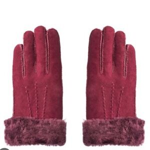 Maison Fabre | red suede and sheepskin gloves size 6.5